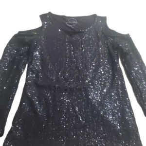 Inc INTERNATIONAL CONCEPT BLOUSE BLACK SEQUINS XS